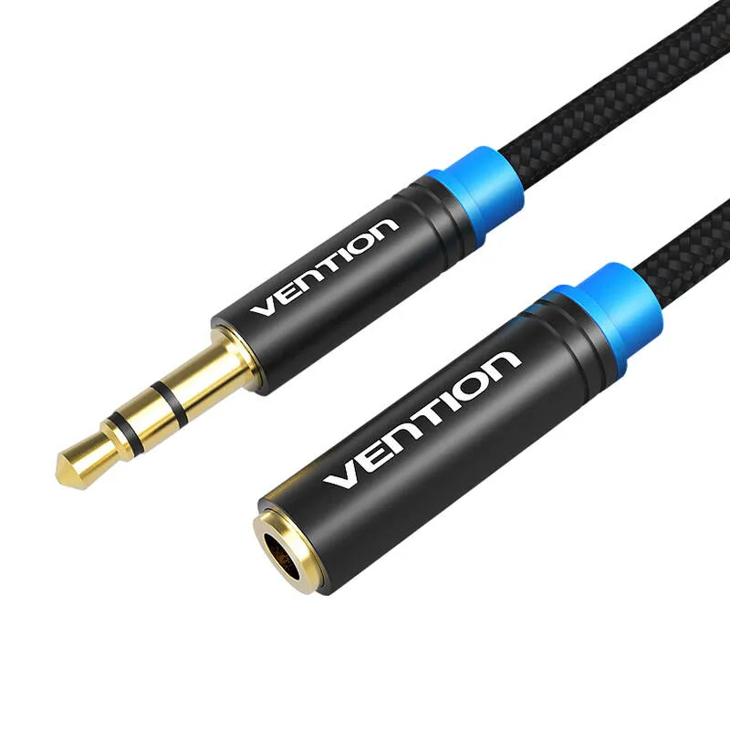 Cablu audio prelungitor Vention VAB-B06-B150-M, Jack 3.5 tata la Jack 3.5 mama, 1.5m, Negru