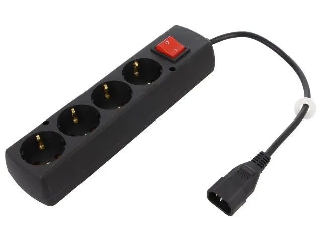 Cablu CEE 7/4 (F) priză,IEC C14 tată 0,3m cu întrerupător