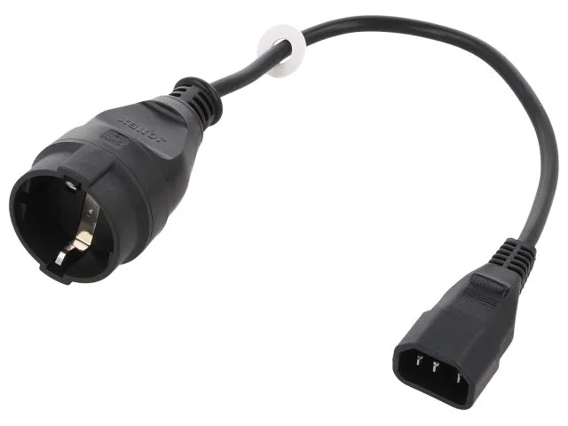 Cablu CEE 7/4 (F) priză,IEC C14 tată 0,3m Prize: 1 negru PVC