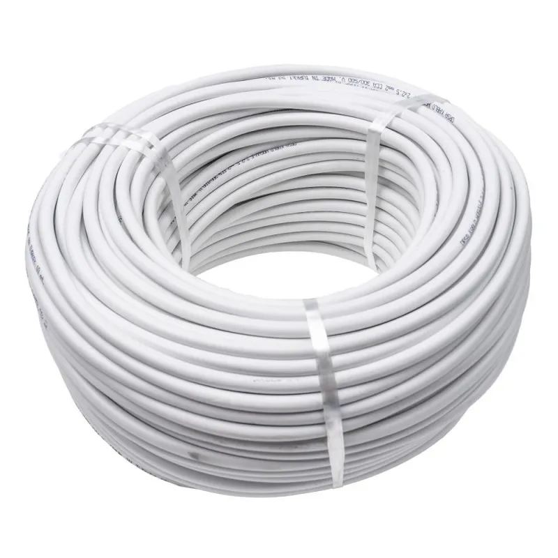 Cablu Electric Simplu Alb, 2 x 2.5 x 100 m, Clasa de Protectie A++