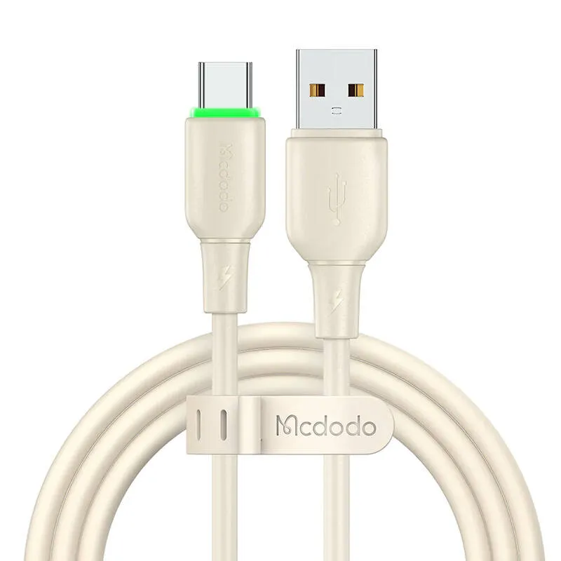 Cablu pentru incarcare si transfer date Mcdodo CA-4750, USB/USB-C, LED, 100W, 6A, 1.2m, Bej
