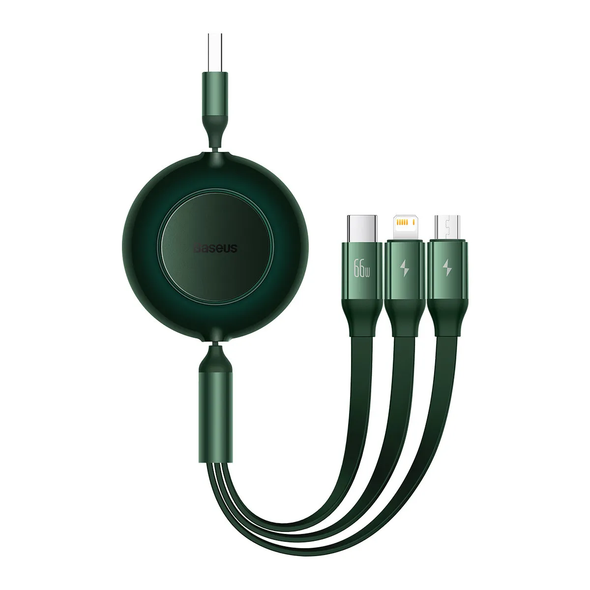 Cablu pentru incarcare si transfer de date 3 in 1 Baseus Bright Mirror 2, USB - Micro-USB/Lightning/USB Type-C, 66W, 1.1m, Verde