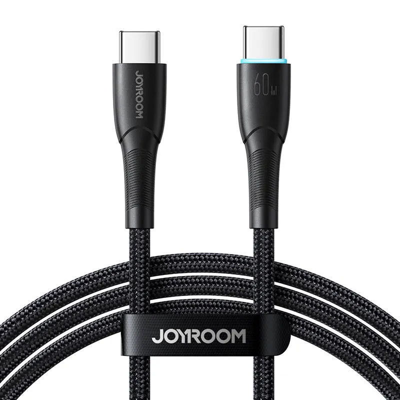 Cablu pentru incarcare si transfer de date Joyroom SA32-CC3, 2x USB-C, 60W, 1m, Negru