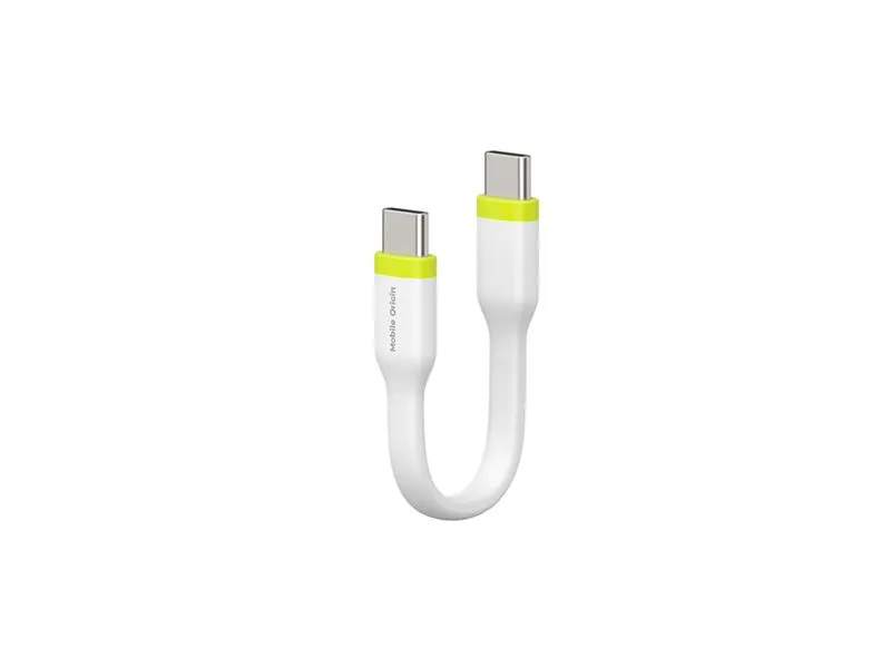 Cablu pentru incarcare si transfer de date Mobile Origin Compact, 2x USB-C, 60W, 10 cm, Alb