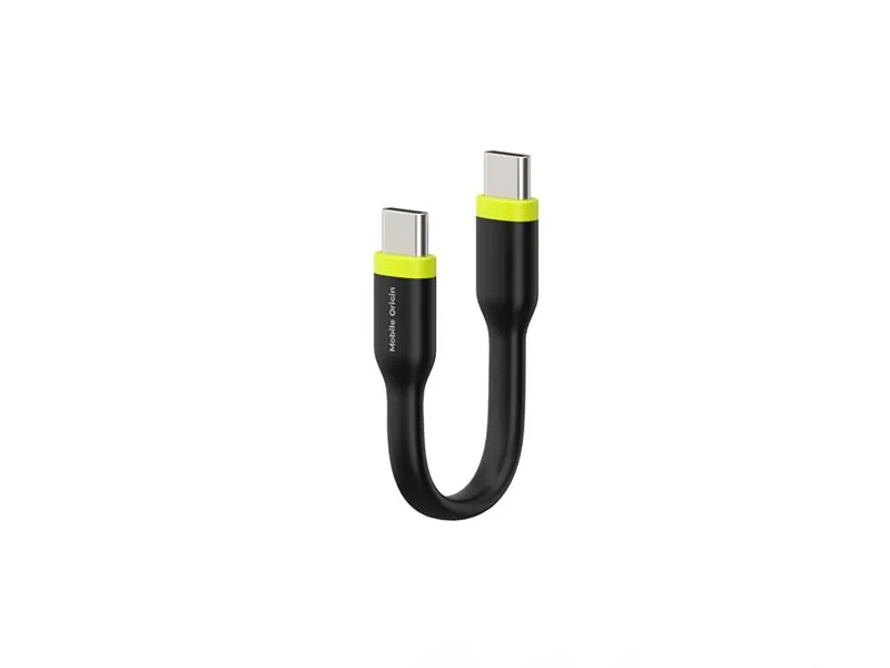Cablu pentru incarcare si transfer de date Mobile Origin Compact, 2x USB-C, 60W, 10 cm, Negru