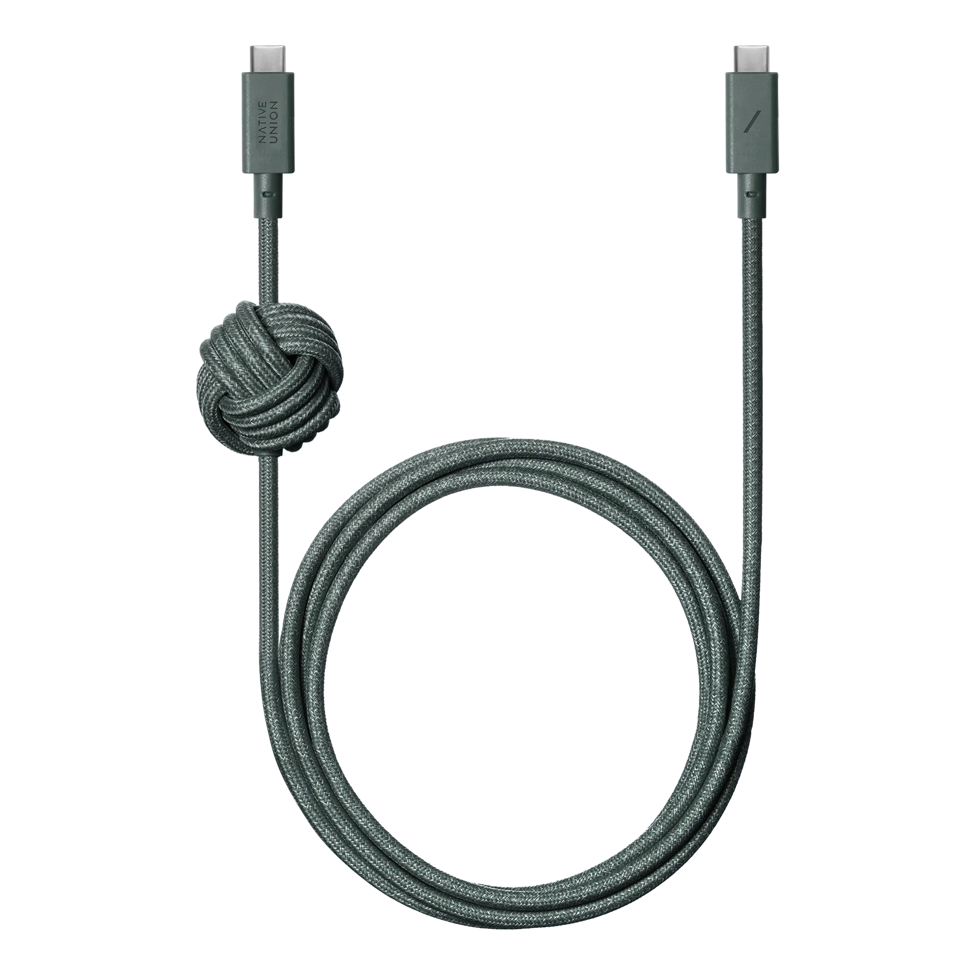 Cablu pentru incarcare si transfer de date Native Union Anchor, 2x USB-C, 240W, 480Mbps, 3m, Verde