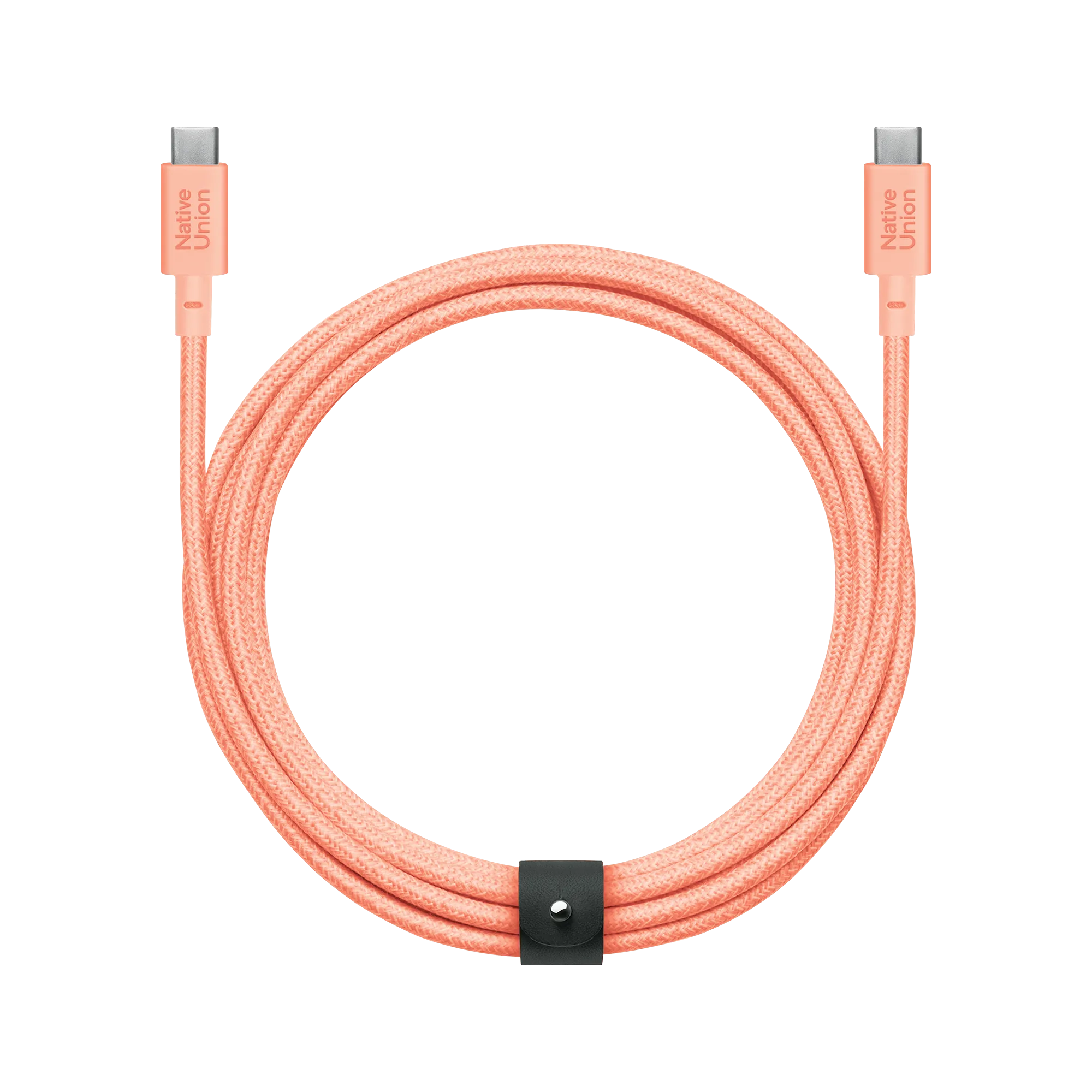 Cablu pentru incarcare si transfer de date Native Union Belt XL, 2x USB-C, 100W, 480Mbps, 3m, Apricot