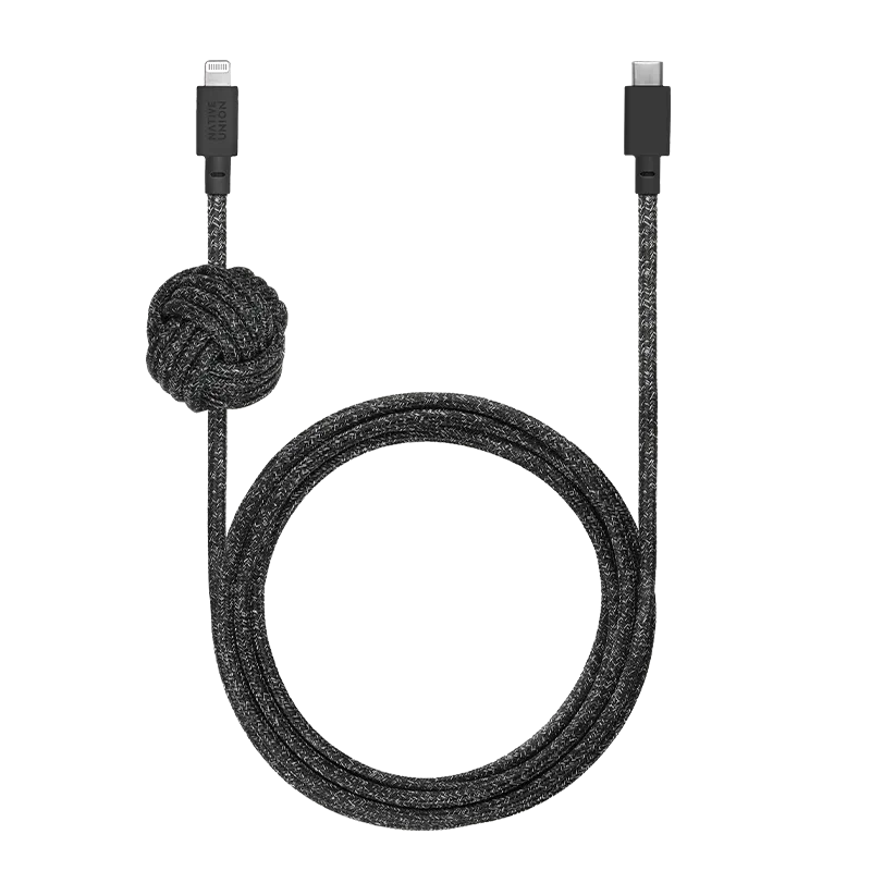 Cablu pentru incarcare si transfer de date Native Union Night, USB-C la Lightning, 60W, 480Mbps, 3m, Cosmos