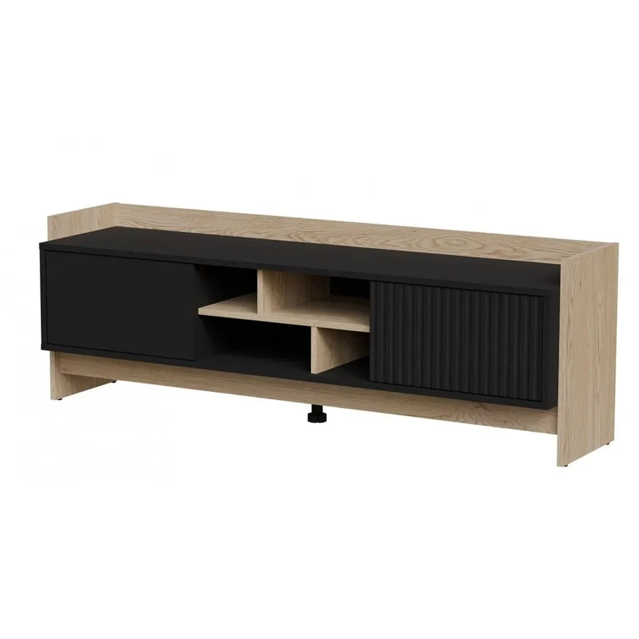 Cama&nbsp;MEBLE Comoda, Cama Meble Pporto 2D, 150x38x50 cm, culoare, 1 raft, Negru-Bej