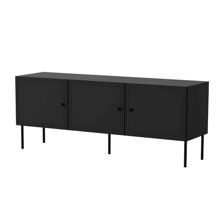 Cama&nbsp;MEBLE Comoda Cama Meble RTV, set Palazzo, 3 usi, 3 polite, 151x40x60 cm, Negru mat