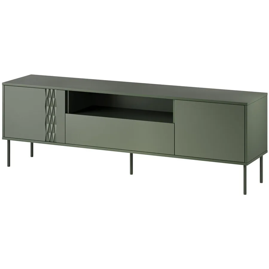 Cama&nbsp;MEBLE Comoda Cama Meble RTV Tresse, 3 usi, 1 raft, 180x40x54,5 cm, Verde