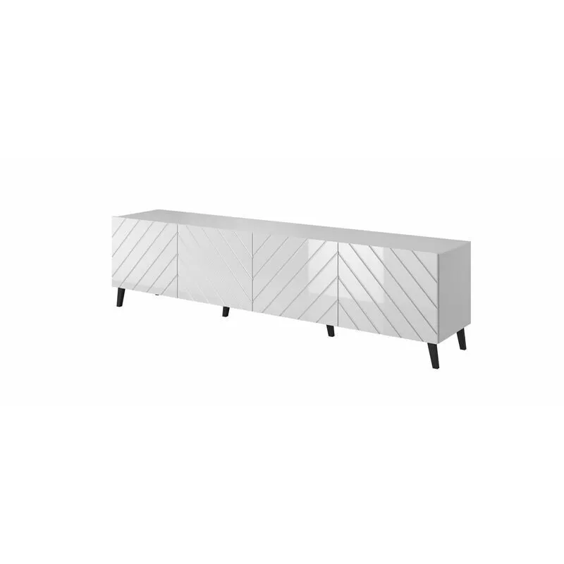 Cama&nbsp;MEBLE Comoda TV Cama Meble Abeto, 200x42x52, PAL-MDF, Alb lucios
