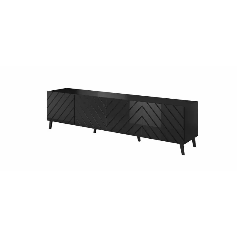Cama&nbsp;MEBLE Comoda TV Cama Meble Abeto, 200x42x52, PAL-MDF, Negru lucios