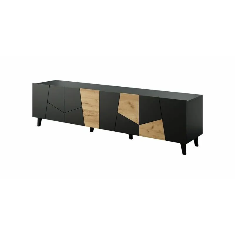 Cama&nbsp;MEBLE Comoda TV Cama Meble Etna 200x42x52, PAL-MDF, Negru-Stejar