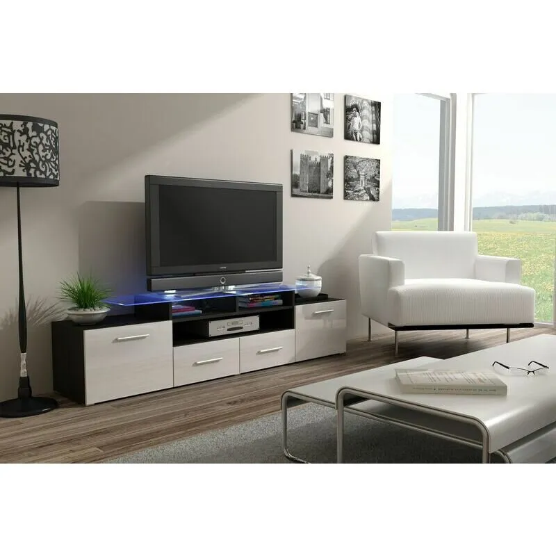 Cama&nbsp;MEBLE Comoda TV Cama Meble Evora 200, Wenge-Alb lucios