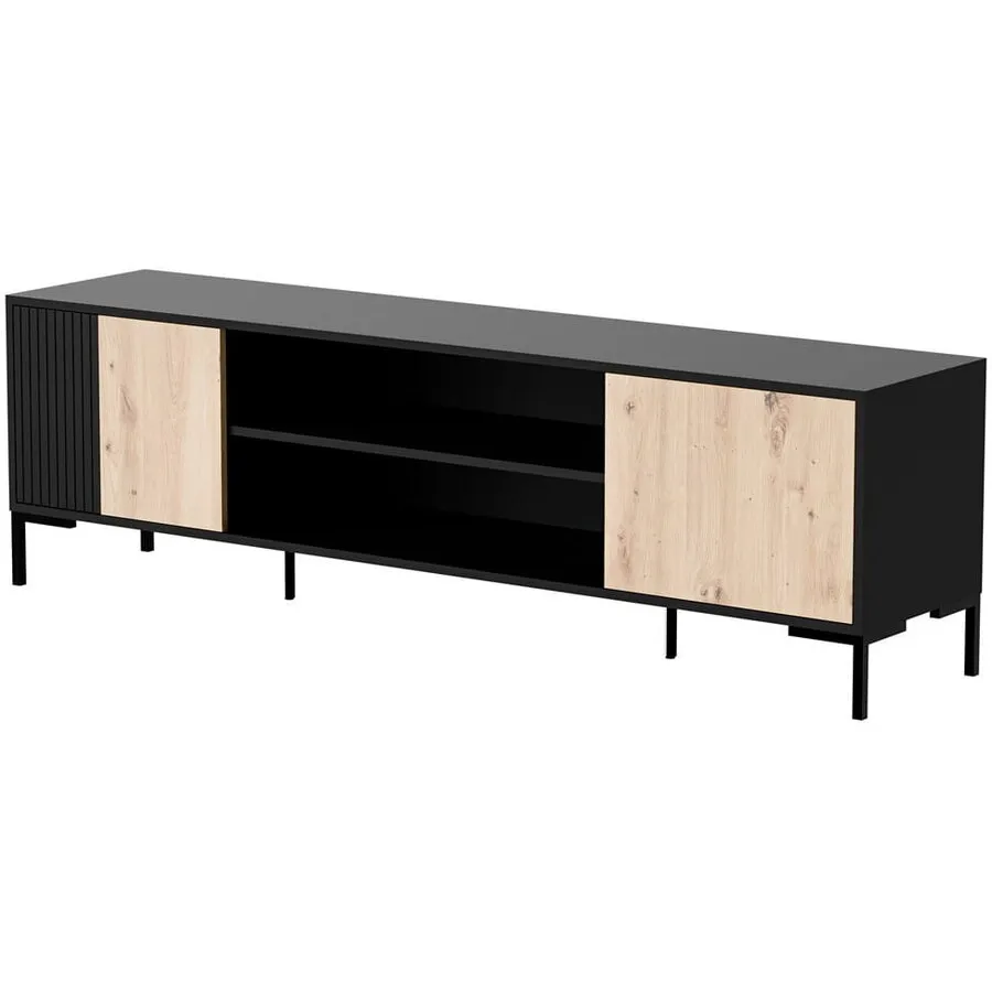 Cama&nbsp;MEBLE Comoda TV Cama Meble MERCI 400011, 3 usi, 180x40x53,5cm, Negru-Stejar