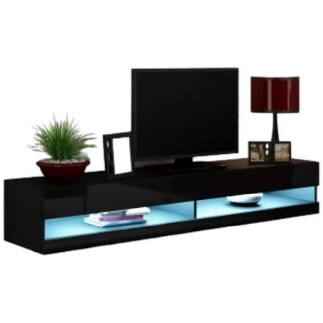 Cama&nbsp;MEBLE Comoda TV, Cama Meble VIGO NEW, 30x180x40 cm, Negru - Negru lucios