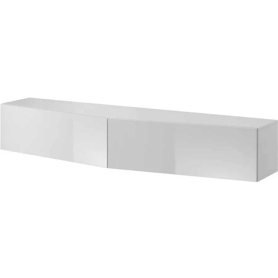 Cama&nbsp;MEBLE Comoda TV, Cama Meble VIGO SLANT, 180 cm, Alb - Alb lucios