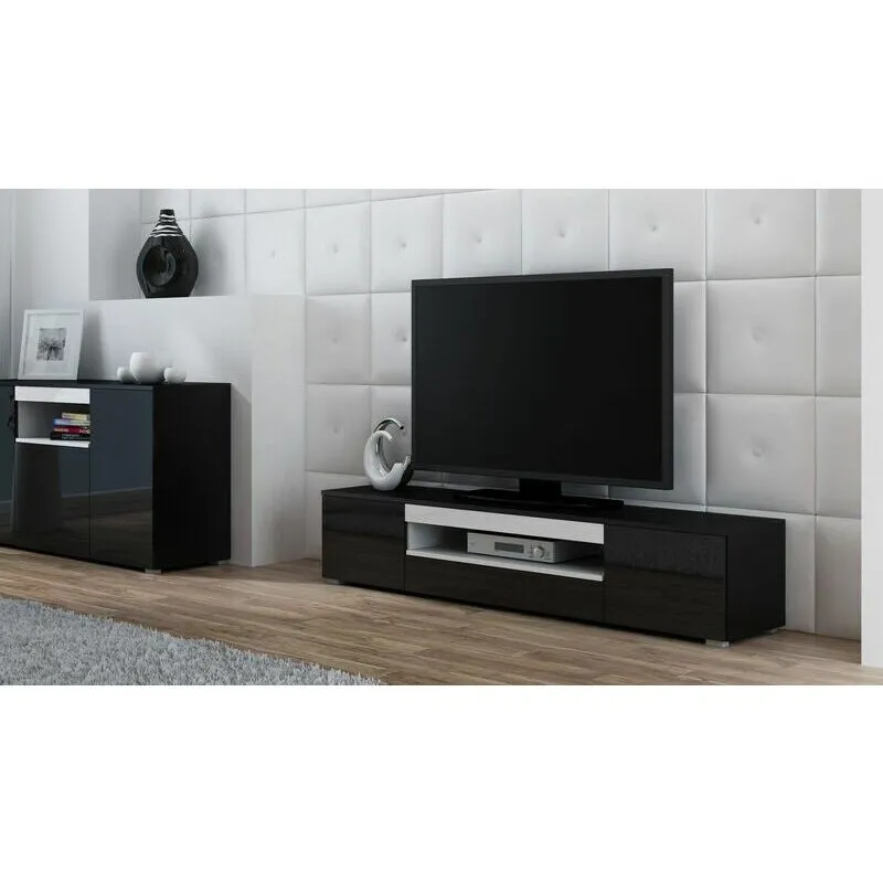 Cama&nbsp;MEBLE Comoda TV Cama Meble Viva 180, Negru-Alb