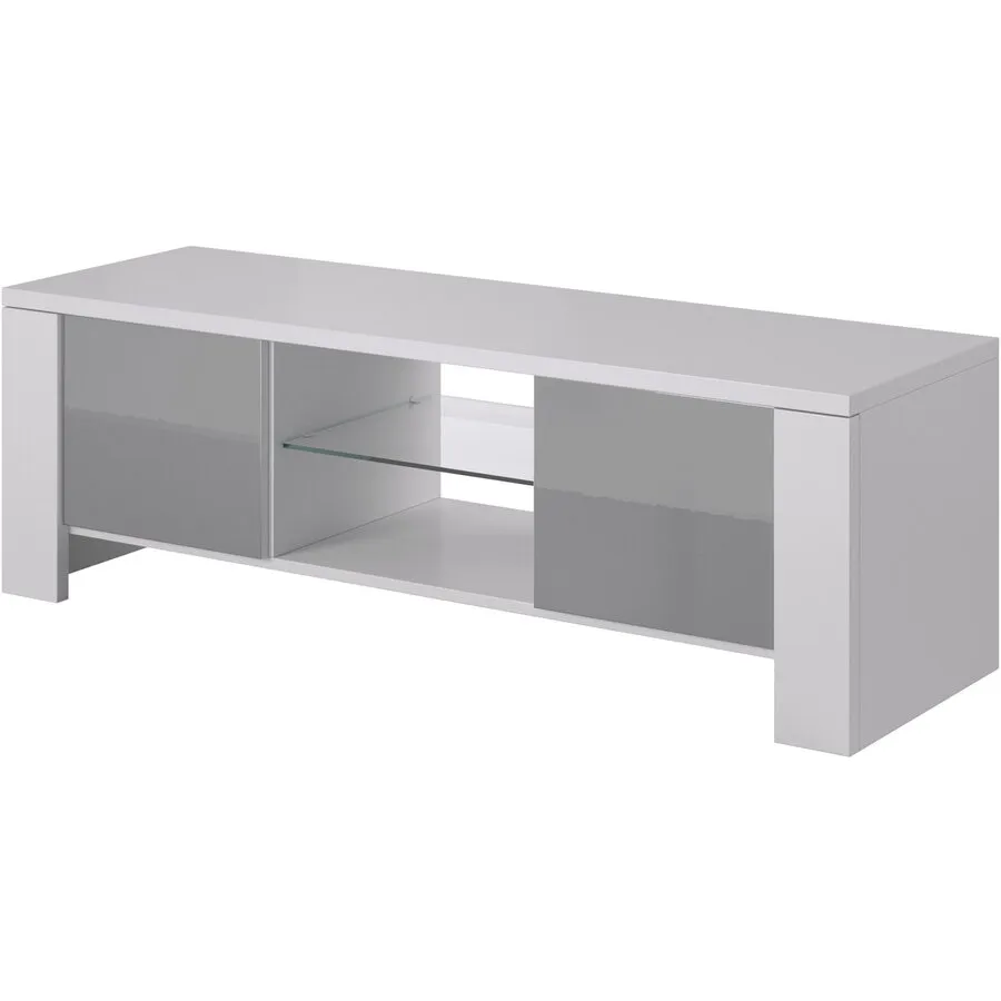 Cama&nbsp;MEBLE Comoda TV Cama Meble West, 42/130/42 cm, Alb-Gri lucios