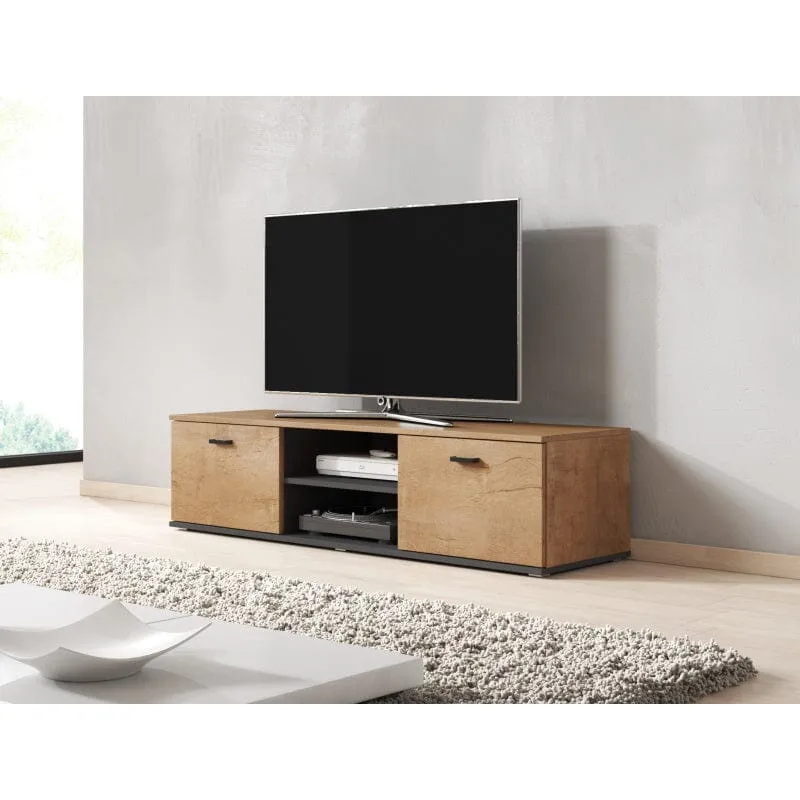 Cama&nbsp;MEBLE Comoda TV din pal si MDF, Cama Meble SOHO 140, Soho Stejar / Negru