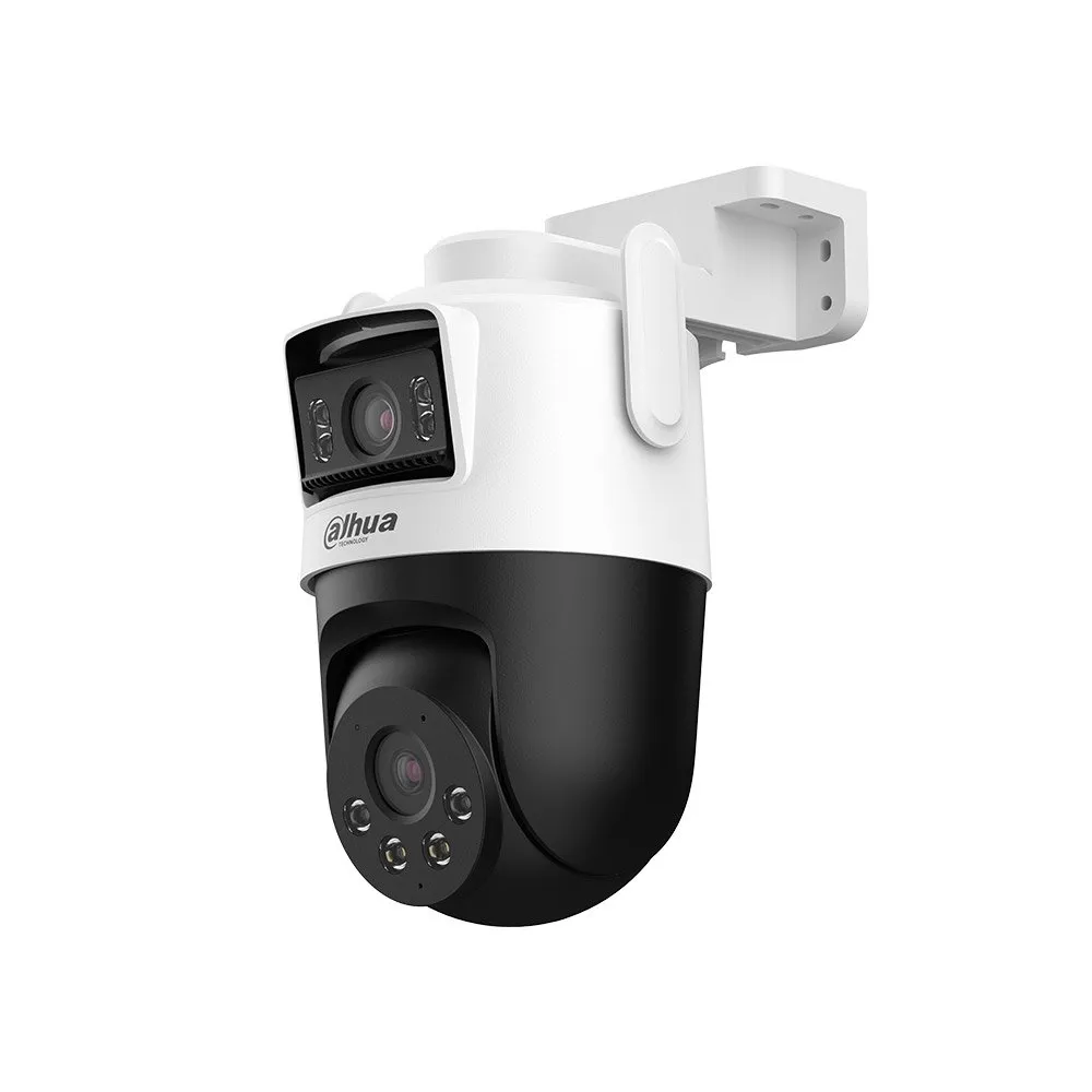 Camera supraveghere duala rotativa IP Dome WiFi PT Dahua P5D-5F-PV-0280B, 5 MP + 5 MP, 2.8 mm + 6 mm, IR 30 / 50 m, lumina alba 20 / 40 m, microfon, difuzor, slot card