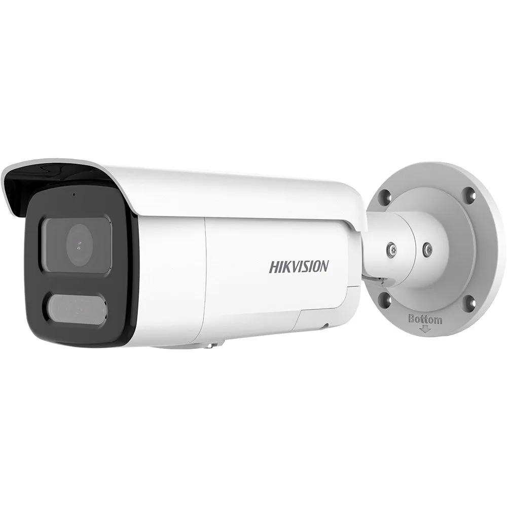 Camera supraveghere exterior IP cu iluminare duala Hikvision ColorVu DS-2CD2T47G2H-LISU/SL, 4 MP, 2.8 mm, IR / lumina alba 60 m, microfon si difuzor, slot card, sirena, lumina stroboscopica, PoE
