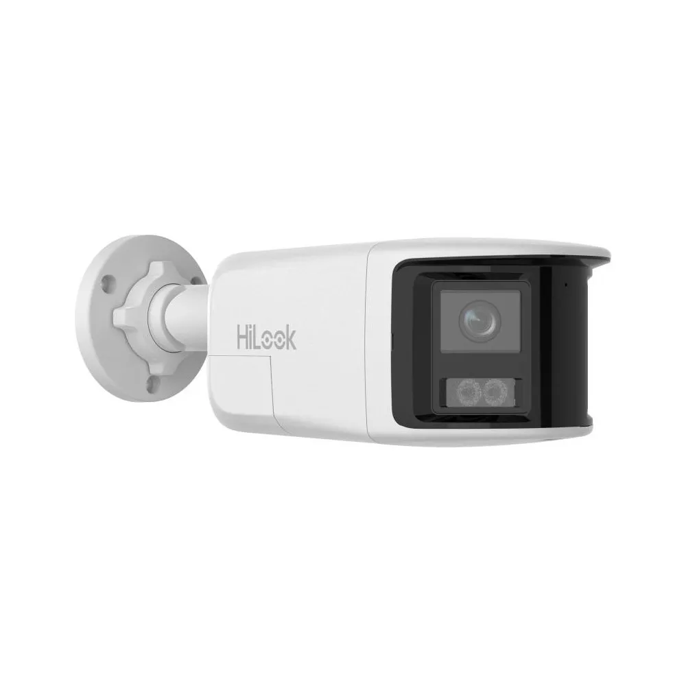 Camera supraveghere exterior IP panoramica cu iluminare duala Hikvision HiLook IPC-B460HAD-LUF/SL, 6 MP, 2.8 mm, IR/lumina alba 30 m, microfon si difuzor, slot card, PoE, lumina stroboscopica