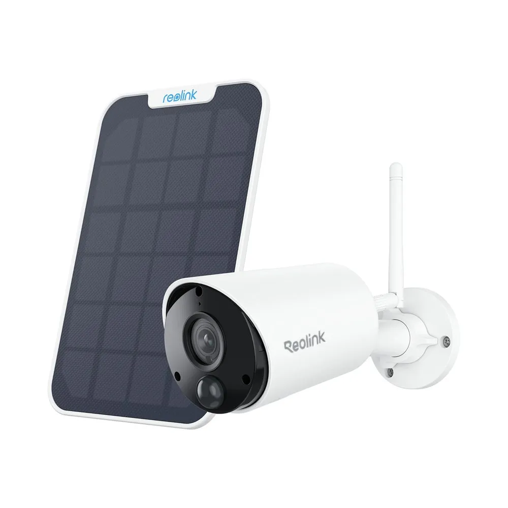 Camera supraveghere exterior wireless WiFi cu panou solar Reolink Argus Eco B320, 3 MP, PIR, IR 10 m, 2.4 GHz, 5200 mAh, microfon si difuzor, sirena, slot card