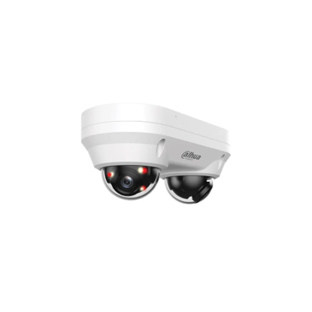 Camera supraveghere IP Dome cu iluminare duala Dahua WizSense Dual-Directional IPC-HDBW2449F-AS-E2-IL, 2 x 4 MP, 2.8 mm, IR 30 m, lumina alba 20 m, microfon, slot card, PoE