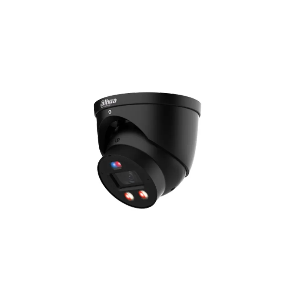Camera supraveghere IP Dome cu iluminare duala Dahua WizSense IPC-HDW3449H-AS-PV-PRO, 4 MP, lentila 2.8mm, IR/lumina calda 30 m, microfon si difuzor, alarma, lumina avertizare, slot card, PoE, neagra