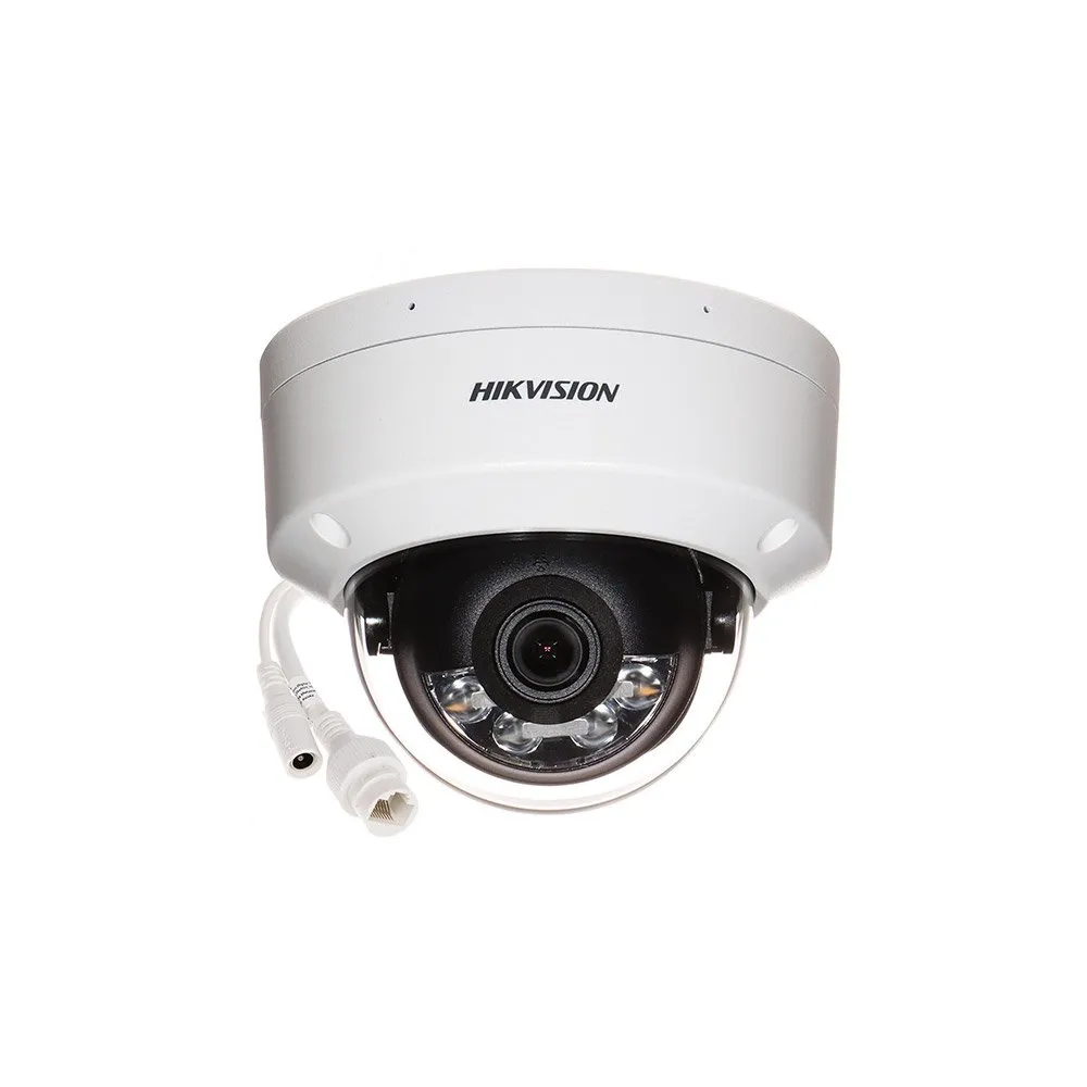 Camera supraveghere IP Dome cu iluminare duala Hikvision AcuSense DS-2CD2143G2-LI, 4 MP, 2.8 m, IR/lumina alba 30 m, slot card, PoE