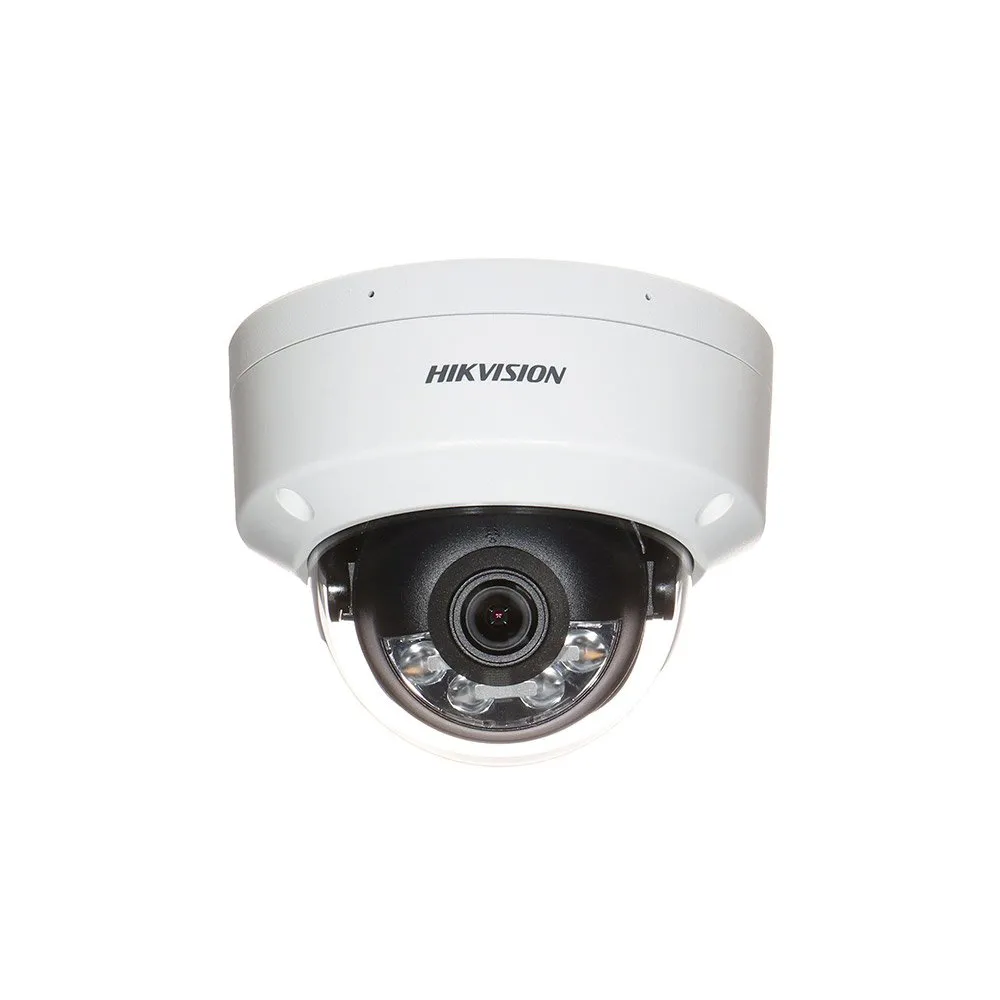 Camera supraveghere IP Dome cu iluminare duala Hikvision AcuSense DS-2CD2163G2-LIS2U, 6 MP, 2.8 mm, IR/lumina alba 30 m, microfon dual, slot card, PoE