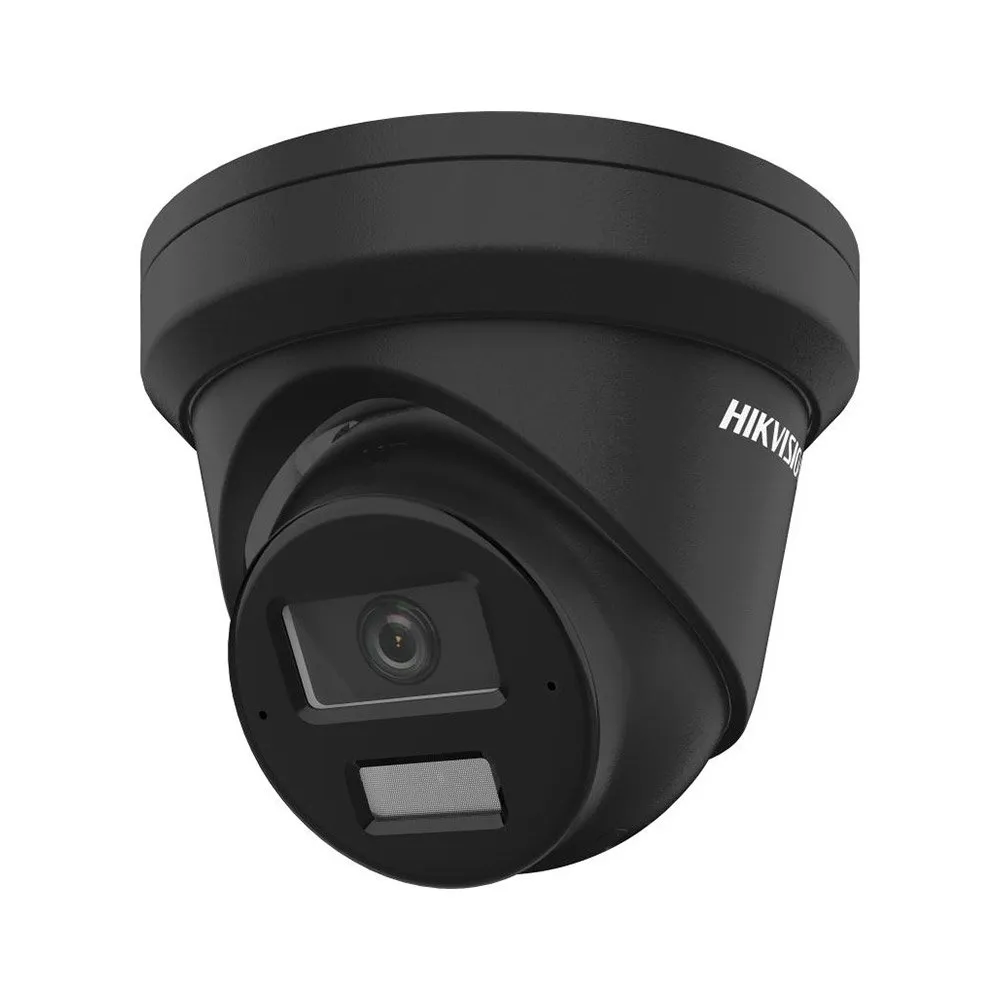 Camera supraveghere IP Dome cu iluminare duala Hikvision AcuSense DS-2CD2343G2-LI2U(2.8MM)/BK, 4 MP, 2.8 mm, IR/lumina alba 30 m, microfon, slot card, PoE