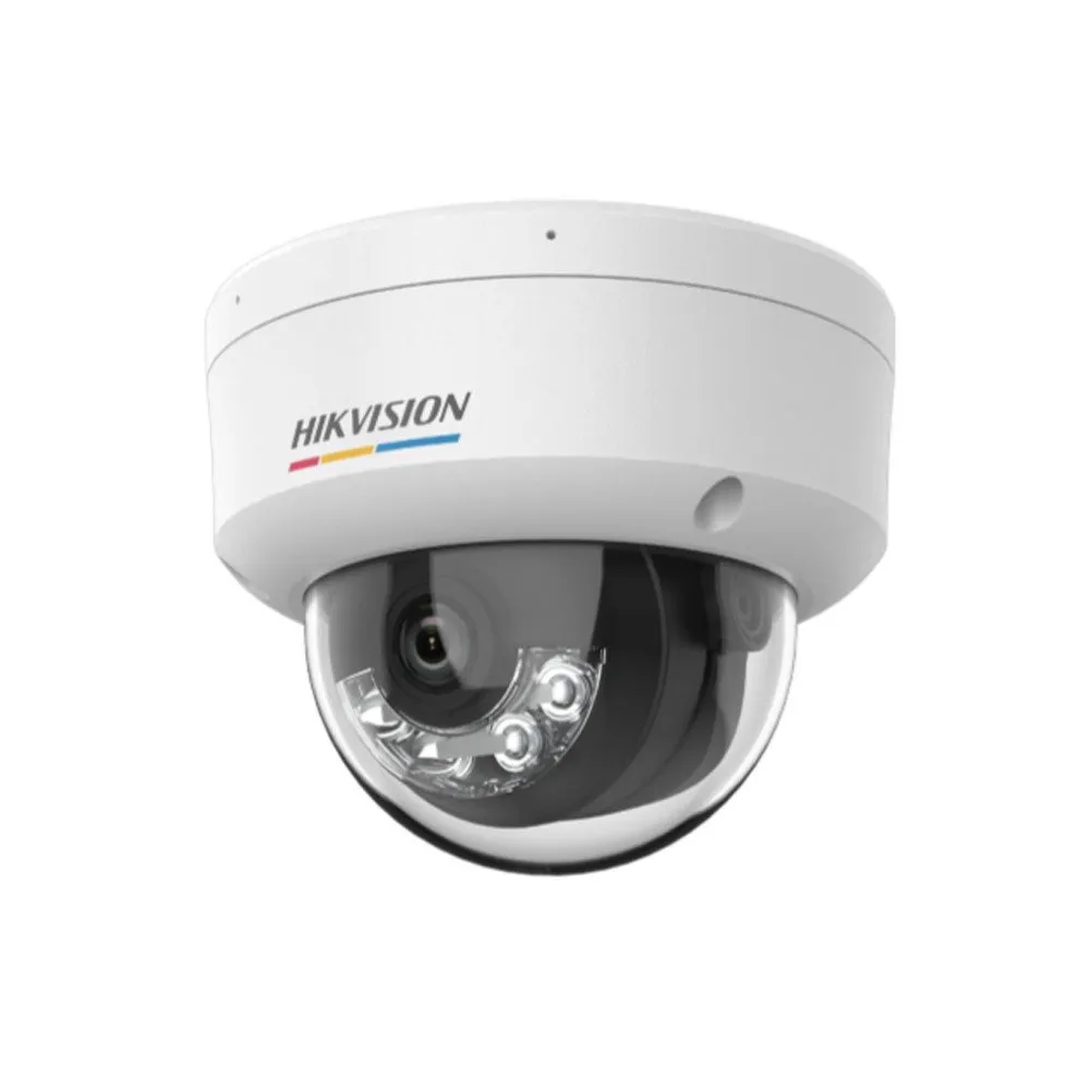 Camera supraveghere IP Dome cu iluminare duala Hikvision ColorVu DS-2CD1127G2H-LIU, 2 MP, 2.8 mm, IR/Lumina calda 30 m, microfon, ONVIF, PoE