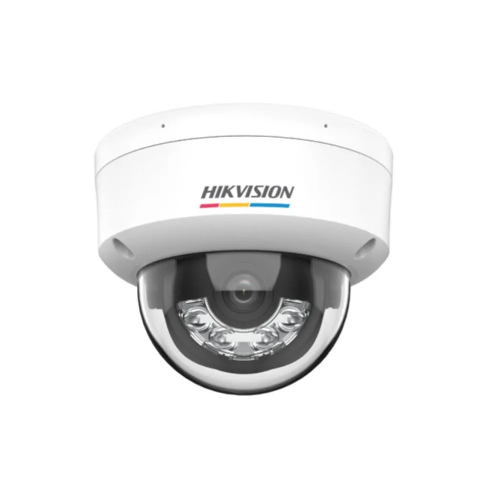 Camera supraveghere IP Dome cu iluminare duala Hikvision ColorVu DS-2CD1127G2H-LIU, 2MP, 4 mm, IR/lumina alba 30 m, microfon, PoE