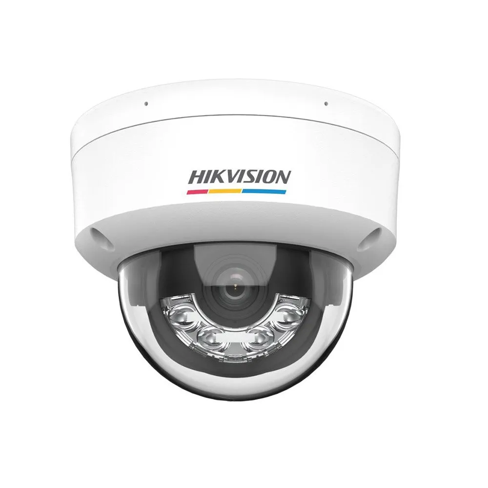 Camera supraveghere IP dome cu iluminare duala Hikvision ColorVu DS-2CD1167G2H-LIU, 6 MP, lentila 4 mm, microfon, IR + lumina alba 30 m, IP67, PoE