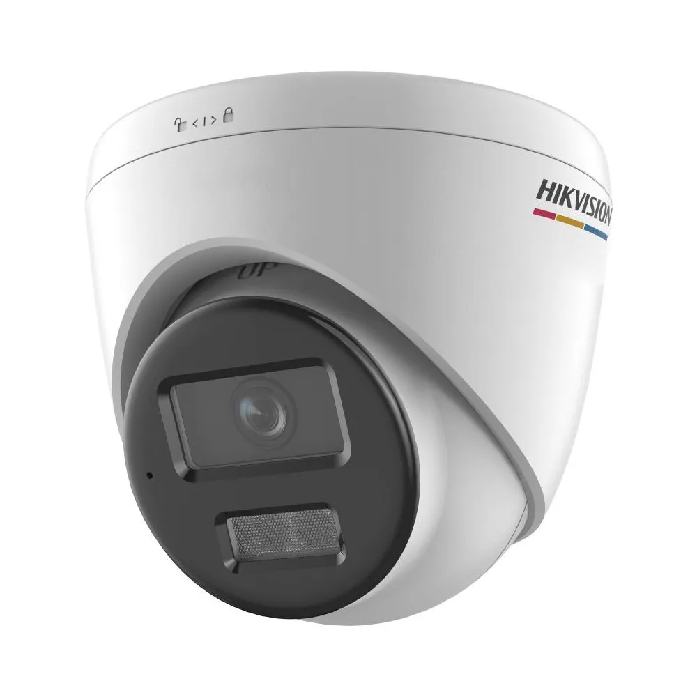 Camera supraveghere IP Dome cu iluminare duala Hikvision ColorVu DS-2CD1347G2H-LIUF/SL, 4MP, 2.8 mm, IR/lumina alba 30 m, microfon si difuzor, slot card, PoE, lumina stroboscopica