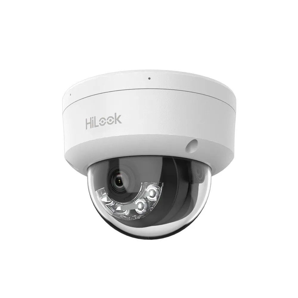 Camera supraveghere IP Dome cu iluminare duala Hikvision HiLook IPC-D140HA-LUC, 4 MP, 2.8 mm, IR/lumina alba 20 m, microfon, PoE