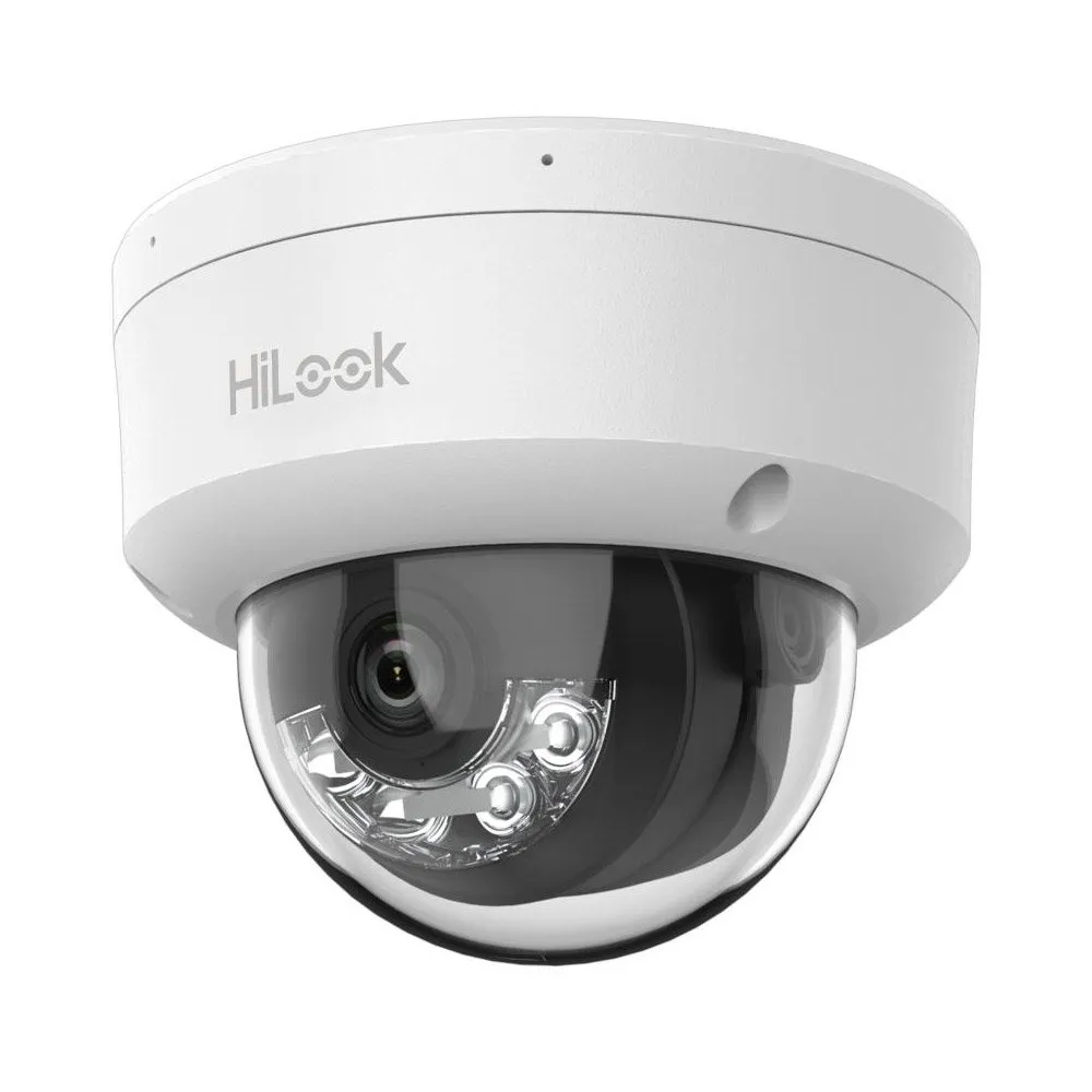 Camera supraveghere IP Dome cu iluminare duala Hikvision Hilook Smart Hybrid Light IPC-D140HA-LU, 4 MP, 2.8 mm, IR/lumina alba 30 m, microfon, PoE