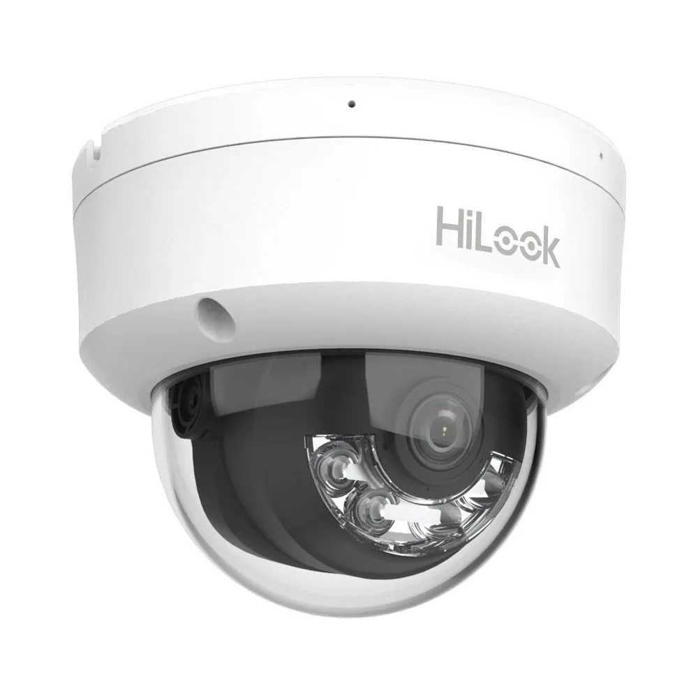 Camera supraveghere IP Dome cu iluminare duala Hikvision Hilook Smart Hybrid Light IPC-D180HA-LU, 8 MP, IR/lumina alba 30 m, 2.8 mm, microfon, PoE