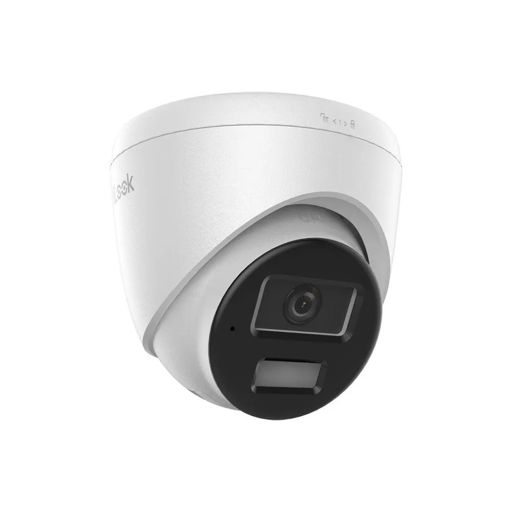 Camera supraveghere IP Dome cu iluminare duala Hikvision HiLook Smart Hybrid Light IPC-T220HA-LUF/SL, 2MP, 2.8 mm, IR/lumina alba 30 m, detectie oameni/vehicule, slot card, microfon si difuzor, PoE