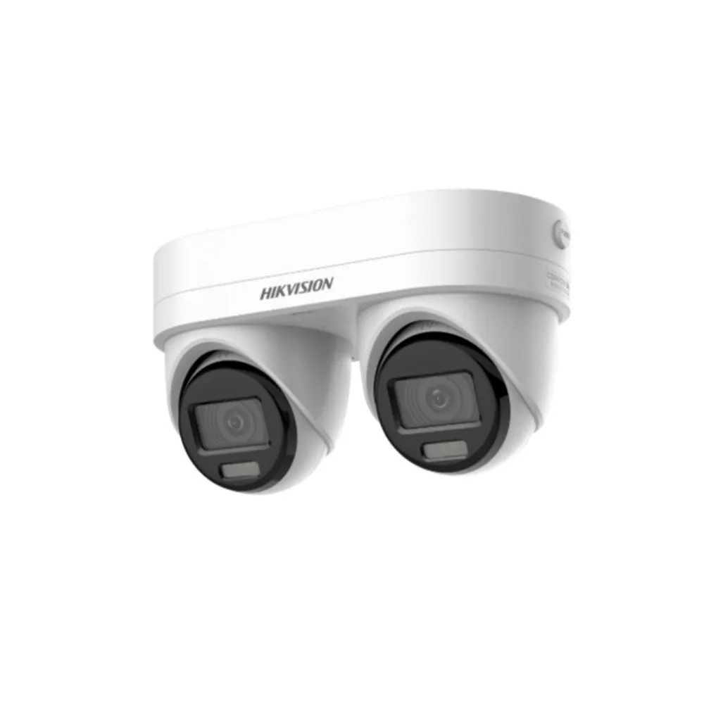 Camera supraveghere IP Dome cu lentila duala Hikvision AcuSense DS-2CD2346G3D-IZ2UY/SL, 4 MP, 2.8–4 mm, IR 30 m, microfon si difuzor, alarma, stroboscop, slot card, PoE