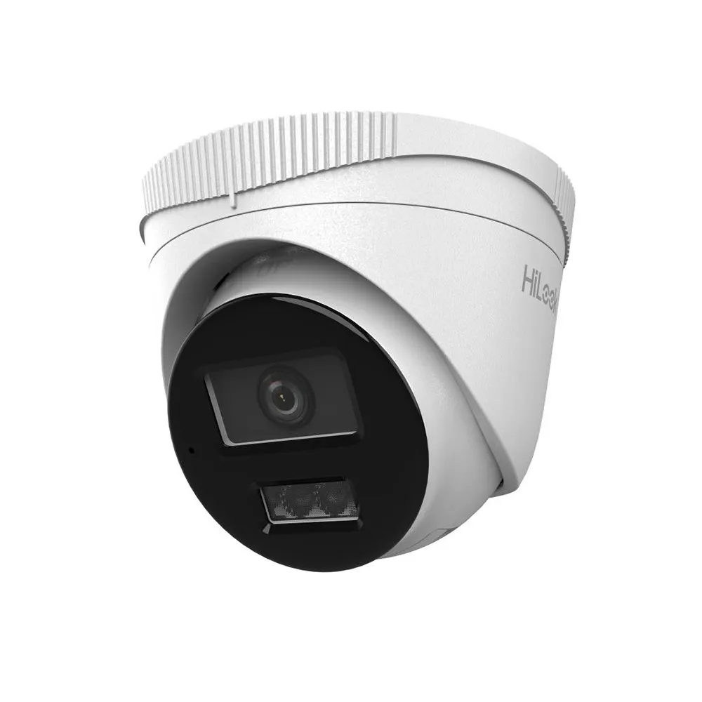 Camera supraveghere IP Dome Hikvision HiLook IPC-T280HAD-LUF/SL, 2 MP, IR/lumina alba 30 m, 2.8 mm, microfon, detectare miscare, PoE