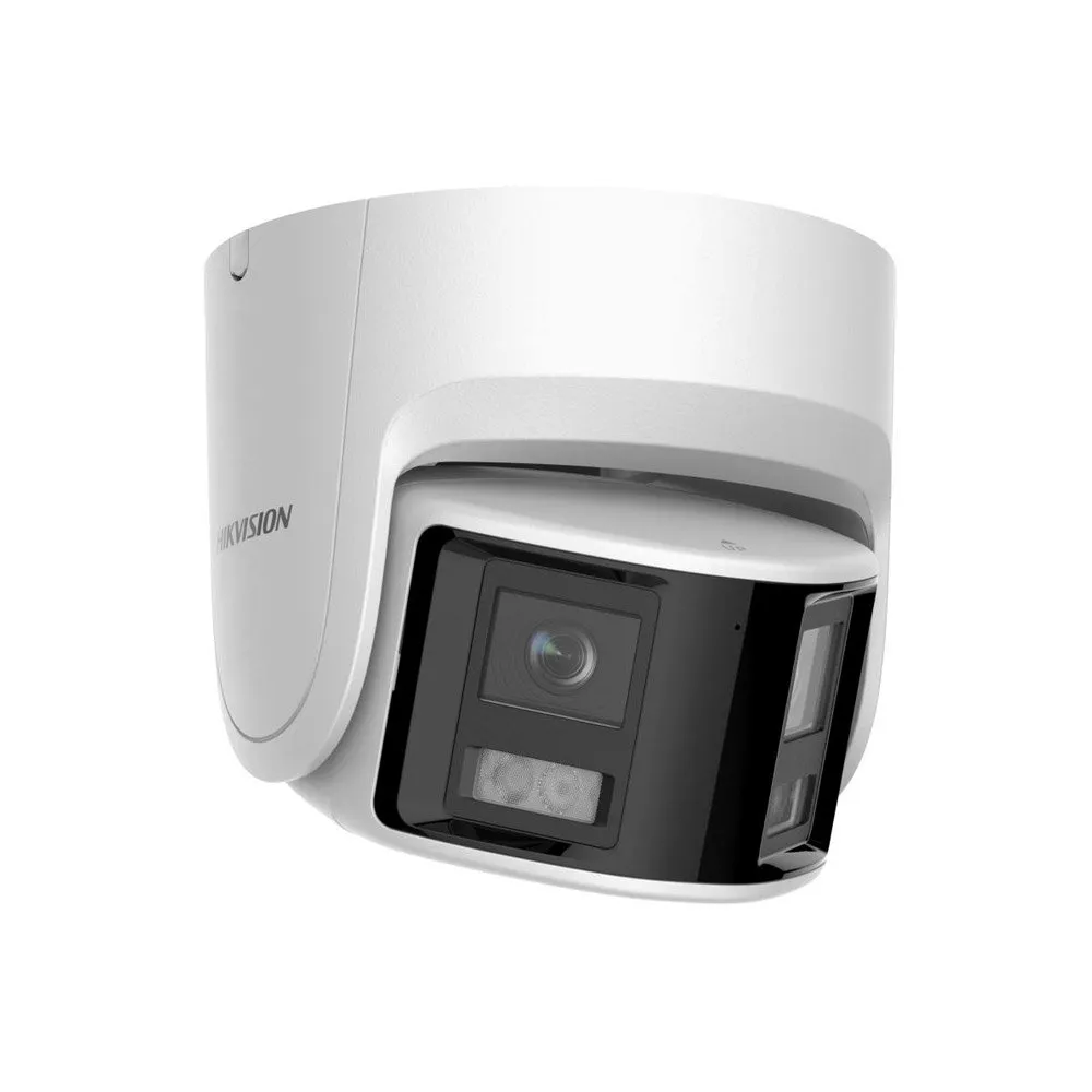 Camera supraveghere IP Dome panoramic HikVision ColorVu DS-2CD2367G2P-LSU/SL, 6 MP, 2 x 2.8 mm, lumina alba 30 m, microfon si difuzor, slot card, PoE