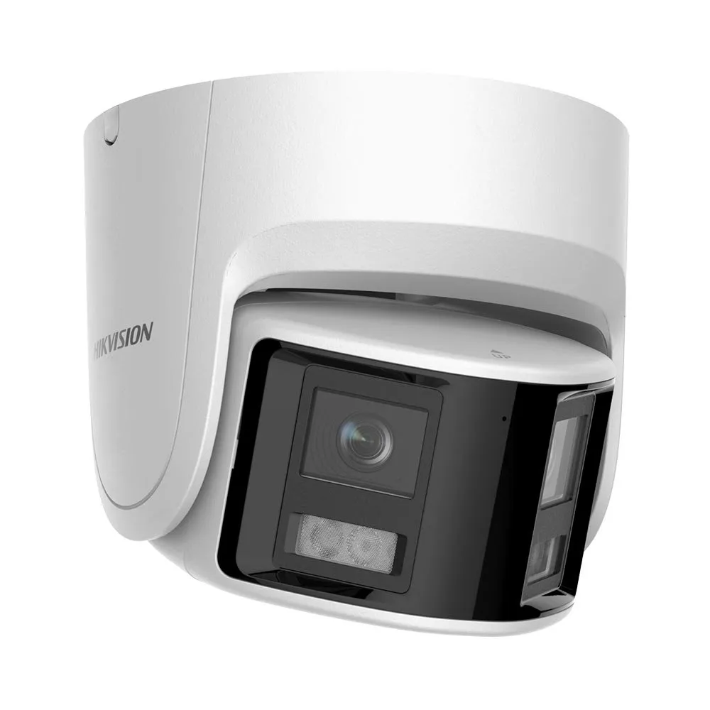 Camera supraveghere IP Dome panoramica Hikvision ColorVu DS-2CD2347G2P-LSU/SL(C), 4 MP, 2.8 mm, lumina alba 30 m, PoE, unghi vizual 180 grade, slot card, microfon, sirena, stroboscop