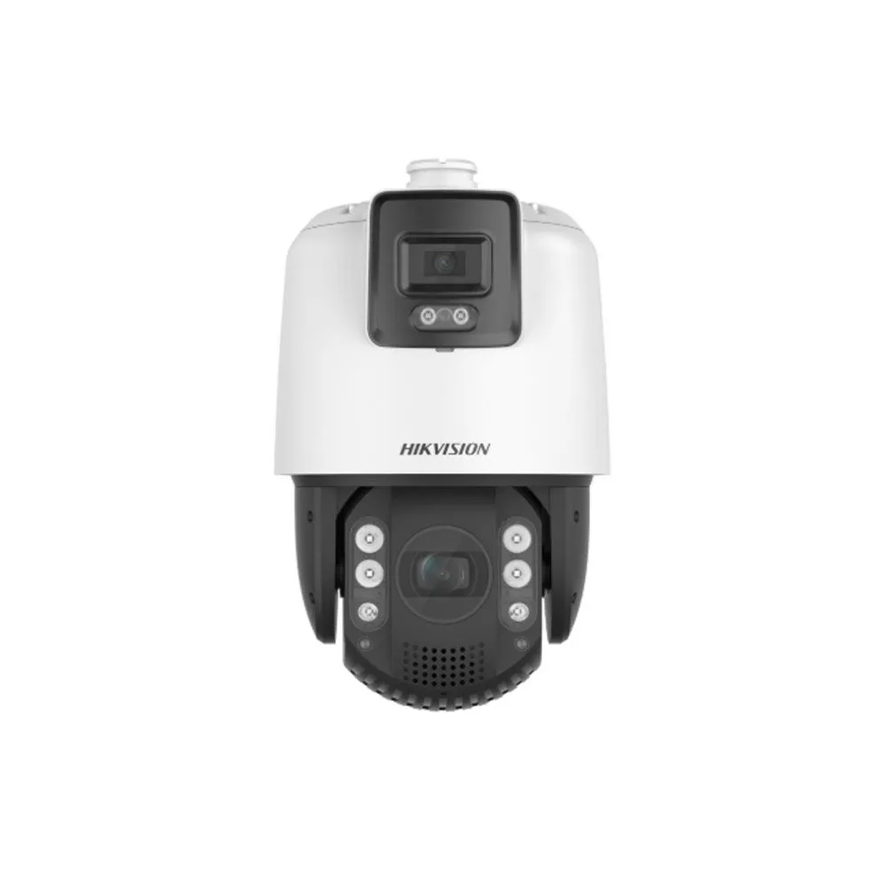 Camera supraveghere IP SpeedDome PTZ cu iluminare duala Hikvision TandemVu DS-2SE7C432MW-AEB(14F1)(P3), 4+4MP, 4 mm, IR/lumina alba, 200 m, alarma, stroboscop,  zoom optic 32x, auto-tracking, slot card, PoE