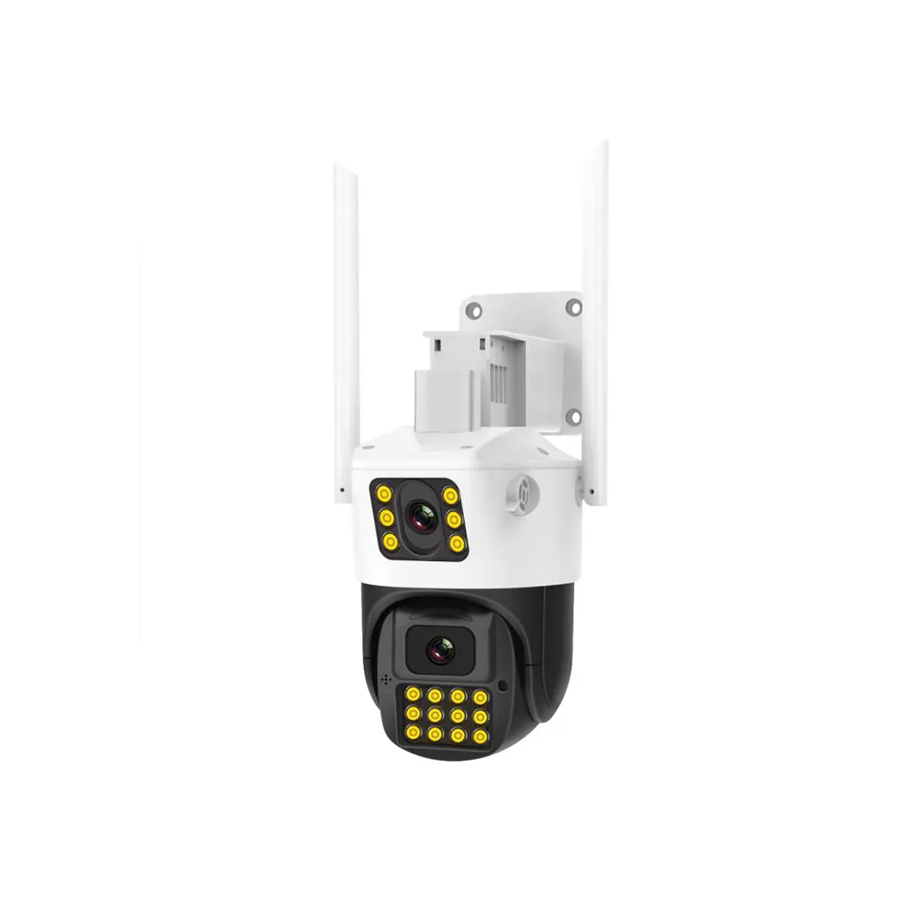 Camera supraveghere rotativa duala wireless IP WiFi Speed Dome Full Color PTZ Vstarcam CS663DR, 2MP, 4 mm, lumina alba/IR 30 m, slot card, microfon, detectie miscare, auto tracking