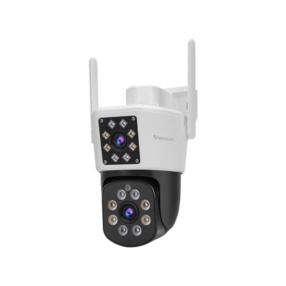 Camera supraveghere rotativa exterior cu lentila duala IP PTZ Speed Dome WiFi Vstarcam C662DR, 2 MP, 4 mm, IR 15-30 m, slot card, microfon si difuzor, auto tracking