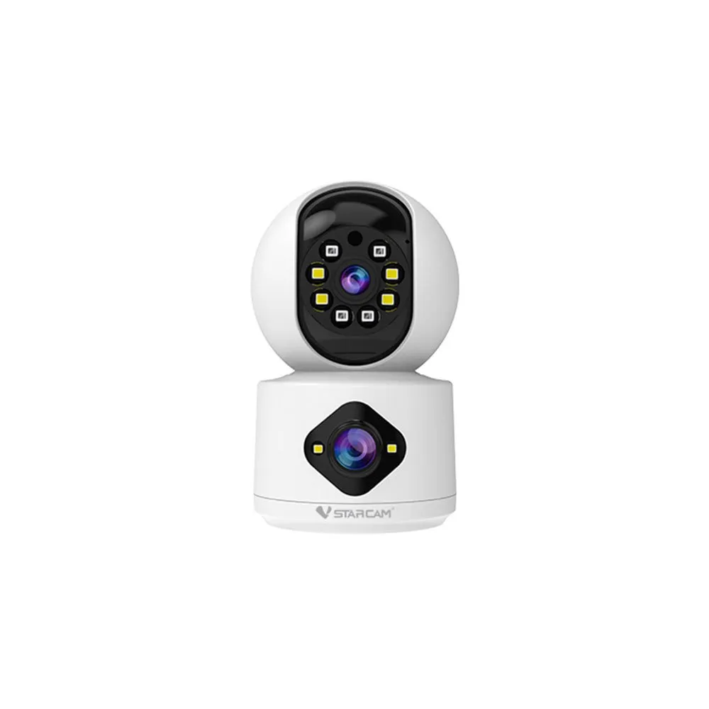 Camera supraveghere rotativa interior IP WiFi PTZ cu lentila duala Vstarcam C992DR, 1 MP, 4mm-6mm, IR/lumina alba 15-30 m, microfon si difuzor, slot card